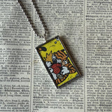 Calvin & Hobbes, original vintage comic book illustrations, upcycled to soldered glass pendant