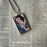 Snow White, vintage illustrations, up-cycled to soldered glass pendant