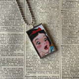 Snow White, vintage illustrations, up-cycled to soldered glass pendant