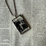 Fairy, Elf, Castle, vintage children's book illustration up-cycled to soldered glass pendant