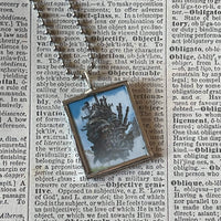 Castle in the Sky, Miyazaki animation stills up-cycled to soldered glass pendant