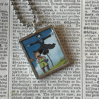 Castle in the Sky, Miyazaki animation stills up-cycled to soldered glass pendant