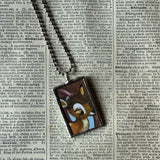 Bambi, original illustrations from vintage book, up-cycled to soldered glass pendant