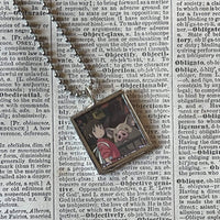 Spirited Away, Miyazaki animation stills up-cycled to soldered glass pendant