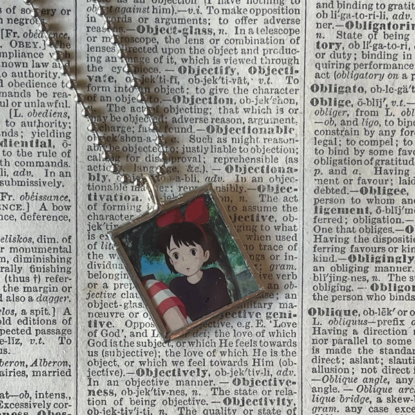 Kiki's Delivery Service, Miyazaki animation stills up-cycled to soldered glass pendant