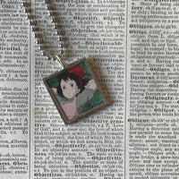 Kiki's Delivery Service, Miyazaki animation stills up-cycled to soldered glass pendant