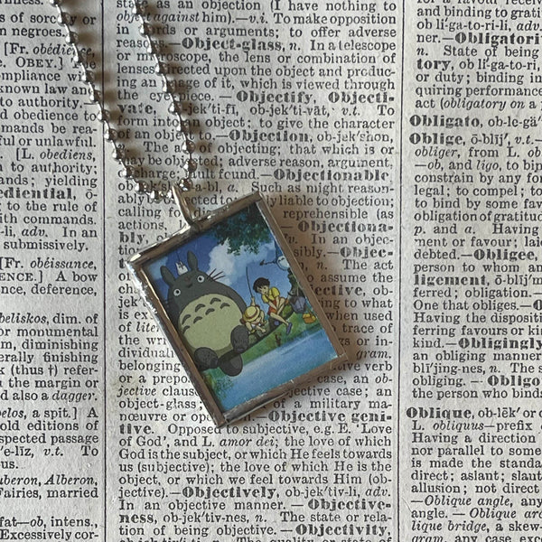 My Neighbor Totoro, Miyazaki animation stills up-cycled to soldered glass pendant