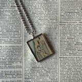 Fairy, Elf, Castle, vintage children's book illustration up-cycled to soldered glass pendant