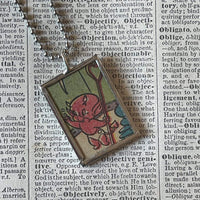 Hot Stuff the Devil, original vintage 1970s comic book illustrations, upcycled to soldered glass pendant