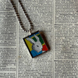 Good night moon, vintage children's book illustrations, up-cycled to soldered glass pendant