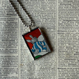 Good night moon, vintage children's book illustrations, up-cycled to soldered glass pendant