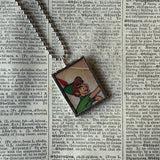 Tinkerbell, vintage children's book illustrations, up-cycled to soldered glass pendant