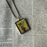 Tinkerbell, vintage children's book illustrations, up-cycled to soldered glass pendant