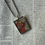 Casper and Wendy, vintage 1970s comic illustration, upcycled to soldered hand-soldered glass pendant