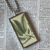 Ferns, vintage botanical illustrations, upcycled to soldered glass pendant