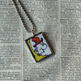 Green Eggs and Ham, vintage children's book illustration, upcycled to soldered glass pendant
