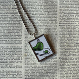 Green Eggs and Ham, vintage children's book illustration, upcycled to soldered glass pendant