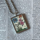 Pitcher Plant, flowers, vintage botanical illustrations, upcycled to soldered glass pendant