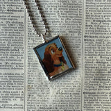 Lady and the Tramp, vintage children's book illustrations, up-cycled to soldered glass pendant