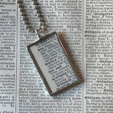 Fern fronds, vintage botanical dictionary illustration, upcycled to soldered glass pendant