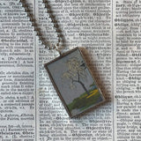 Cherry Blossom, Lake Scene, Japanese woodblock prints, up-cycled to hand-soldered glass pendant