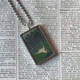 White Cranes, Japanese woodblock prints, up-cycled to hand-soldered glass pendant