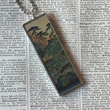 Bridge, Zen Garden, Japanese woodblock prints, up-cycled to hand-soldered glass pendant