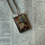Renoir's Luncheon of the Boating Party, upcycled to soldered glass pendant