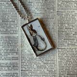 Peter Rabbit, original illustrations from vintage, children's classic book, up-cycled to soldered glass pendant