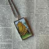 Winnie the Pooh childrens' book illustrations up-cycled to hand-soldered glass pendant