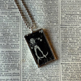 Fairy, elf, gnome, brownie, vintage children's book illustration up-cycled to soldered glass pendant