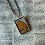 Pumpkins, vintage children's book illustrations, upcycled to soldered glass pendant