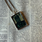 Ghost, Frankenstein, original vintage 1970s comic book illustrations, upcycled to soldered glass pendant