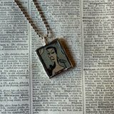 Boris and Natasha, vintage 1970s comic illustration, upcycled to soldered hand-soldered glass pendant