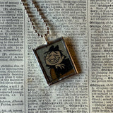 Boris and Natasha, vintage 1970s comic illustration, upcycled to soldered hand-soldered glass pendant