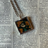 Krazy Kat original illustrations from a vintage comic, up-cycled to soldered glass pendant