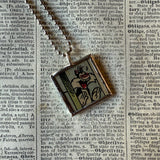 Sylvester, Tweety, vintage 1970s comic illustration, upcycled to soldered hand-soldered glass pendant