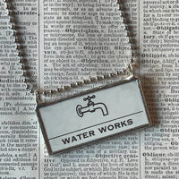 Water Works, Electric Company, vintage monopoly mortgage cards, upcycled to soldered hand-soldered glass pendant