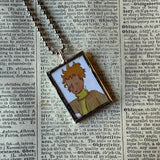 Little Prince, original illustrations from vintage book, up-cycled to soldered glass pendant