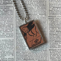 Vintage Monopoly, Chance card, Advance to Go, upcycled to soldered hand-soldered glass pendant