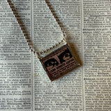 XRay Specs, Hypnosis vintage comic book advertisements, upcycled to soldered glass pendant
