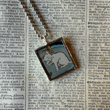 Cat, Kitten, Kitty, vintage children's book illustrations, up-cycled to soldered glass pendant
