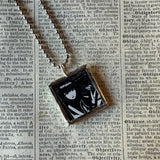 Emily the Strange, vintage illustrations up-cycled to soldered glass pendant