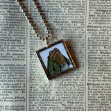 Frog and Toad, vintage children's book illustrations, up-cycled to soldered glass pendant