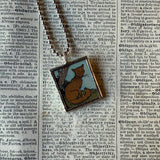 Squirrel, fox vintage illustrations, up-cycled to soldered glass pendant