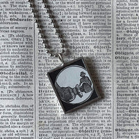 Elixir, poison bottle, vintage illustrations up-cycled to soldered glass pendant