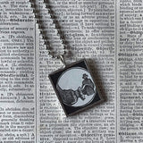 Elixir, poison bottle, vintage illustrations up-cycled to soldered glass pendant