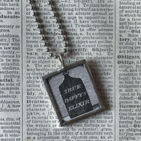 Elixir, poison bottle, vintage illustrations up-cycled to soldered glass pendant