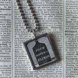 Elixir, poison bottle, vintage illustrations up-cycled to soldered glass pendant