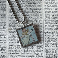 Fairy, Faeries, vintage children's book illustration up-cycled to soldered glass pendant